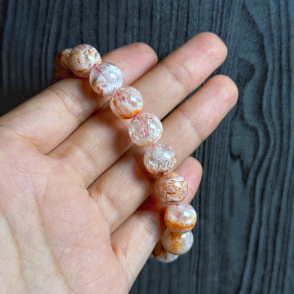 Orange Landscape Sericite Quartz Bracelet Size 11 mm