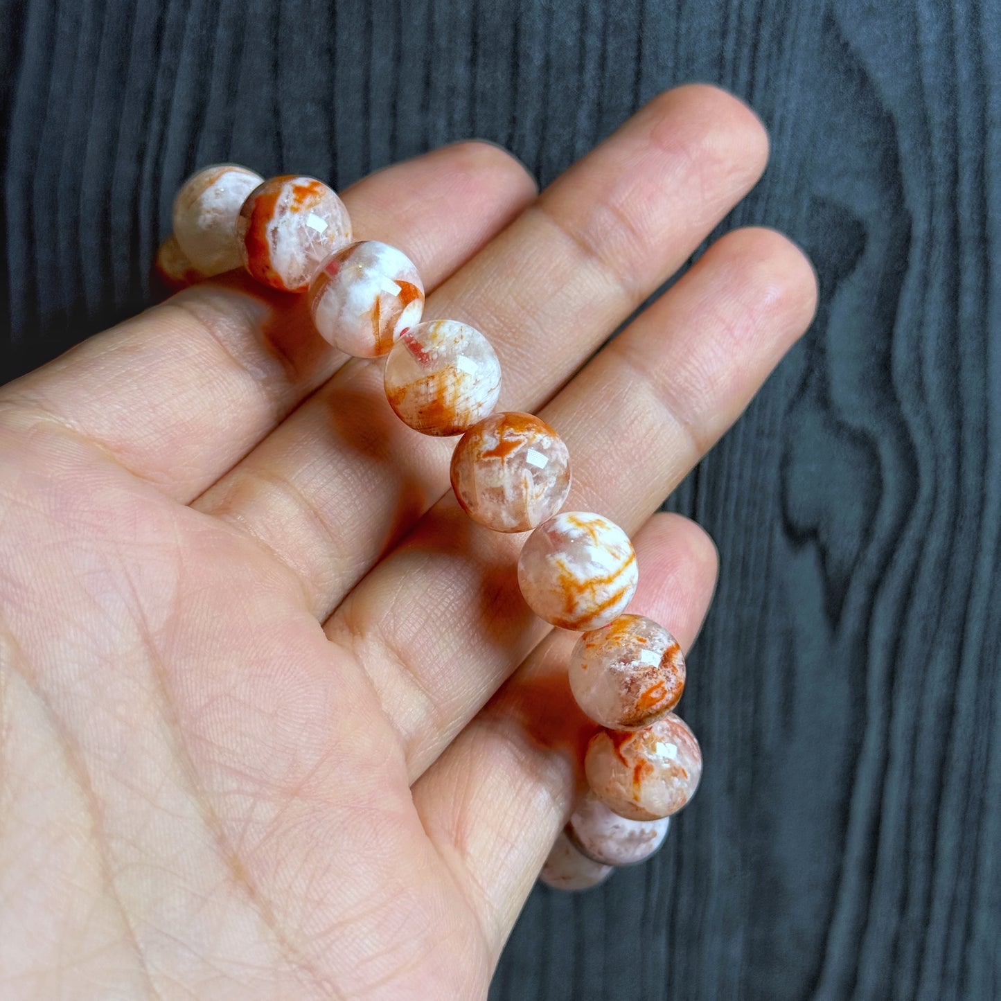 Orange Landscape Sericite Quartz Bracelet Size 11 mm