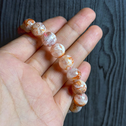 Orange Landscape Sericite Quartz Bracelet Size 11 mm