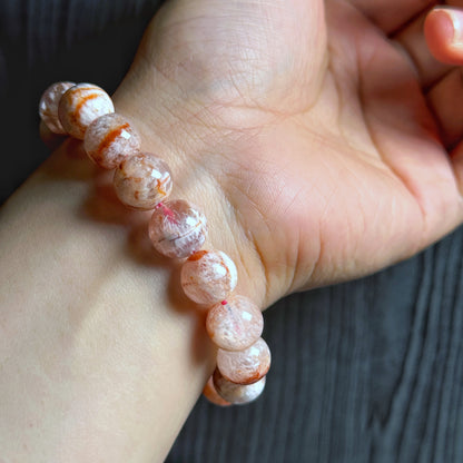 Orange Landscape Sericite Quartz Bracelet Size 11 mm