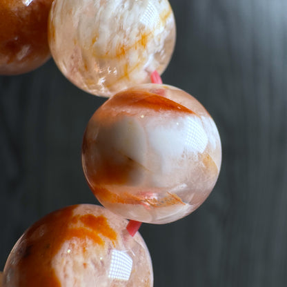 Orange Landscape Sericite Quartz Bracelet Size 11 mm
