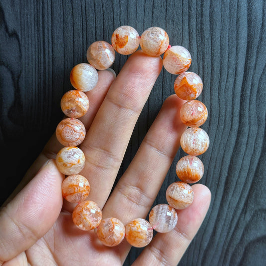 Orange Landscape Sericite Quartz Bracelet Size 11 mm