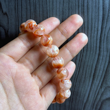 Orange Landscape Sericite Quartz Bracelet Size 11 mm