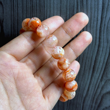 Orange Landscape Sericite Quartz Bracelet Size 11 mm
