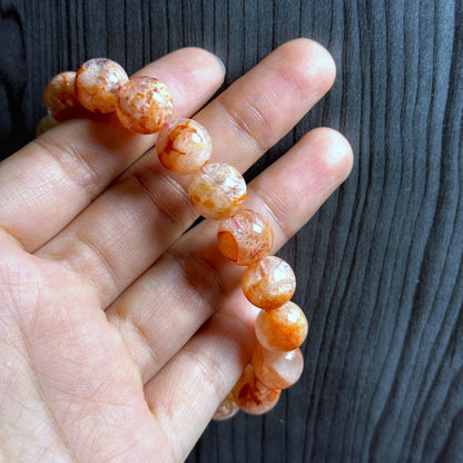 Orange Landscape Sericite Quartz Bracelet Size 11 mm