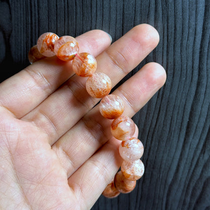 Orange Landscape Sericite Quartz Bracelet Size 11 mm