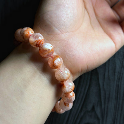 Orange Landscape Sericite Quartz Bracelet Size 11 mm