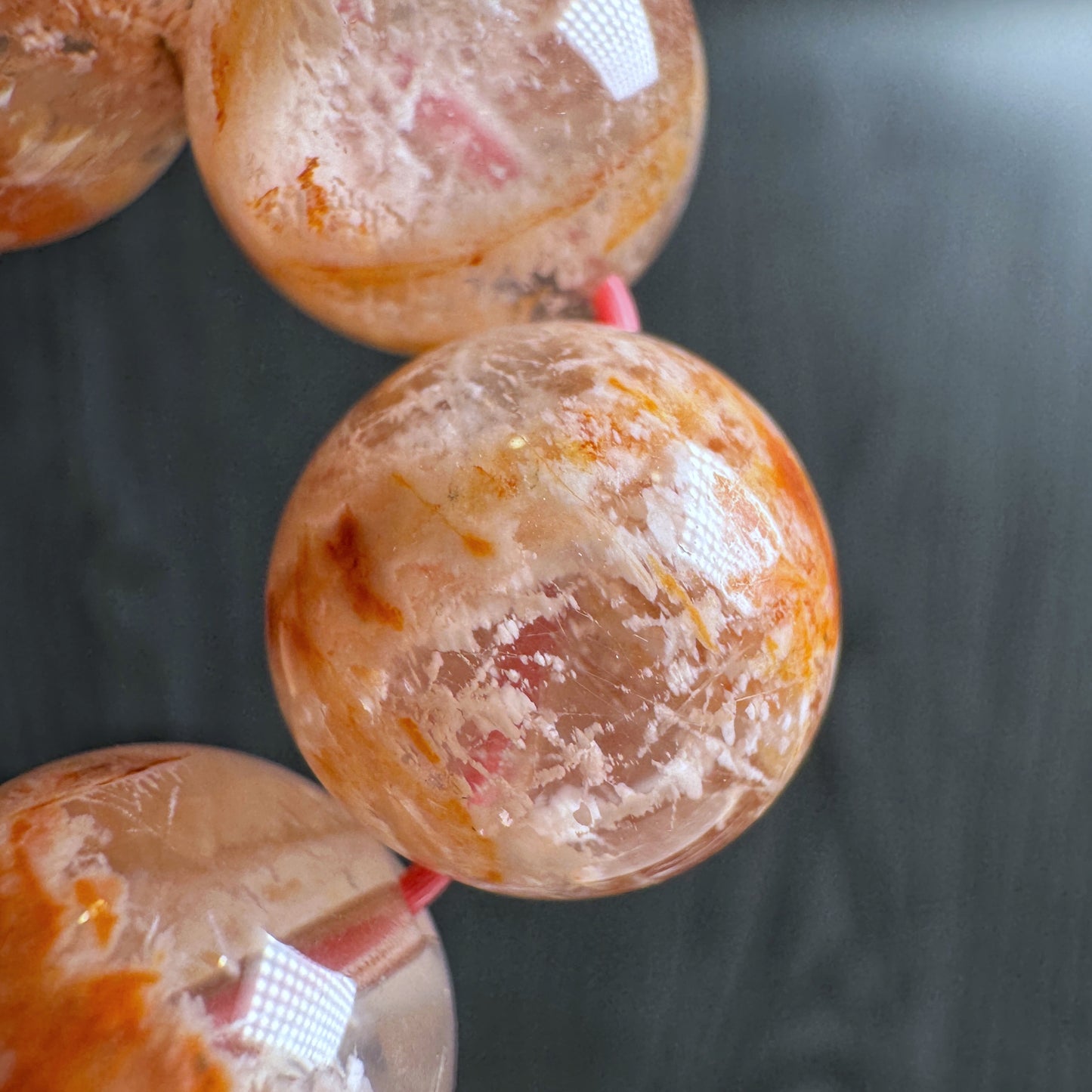 Natural Orange Landscape Sericite Quartz Bracelet Size 11 mm