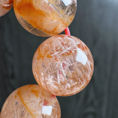 Natural Orange Landscape Sericite Quartz Bracelet Size 11 mm