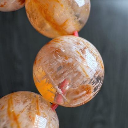 Natural Orange Landscape Sericite Quartz Bracelet Size 11 mm
