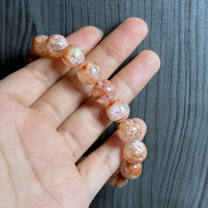 Natural Orange Landscape Sericite Quartz Bracelet Size 11 mm