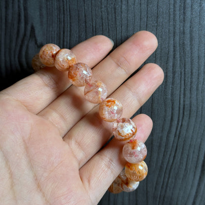 Natural Orange Landscape Sericite Quartz Bracelet Size 11 mm
