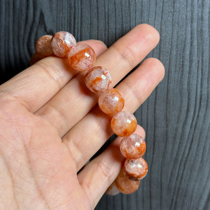 Orange Landscape Sericite Quartz Bracelet Size 12 mm