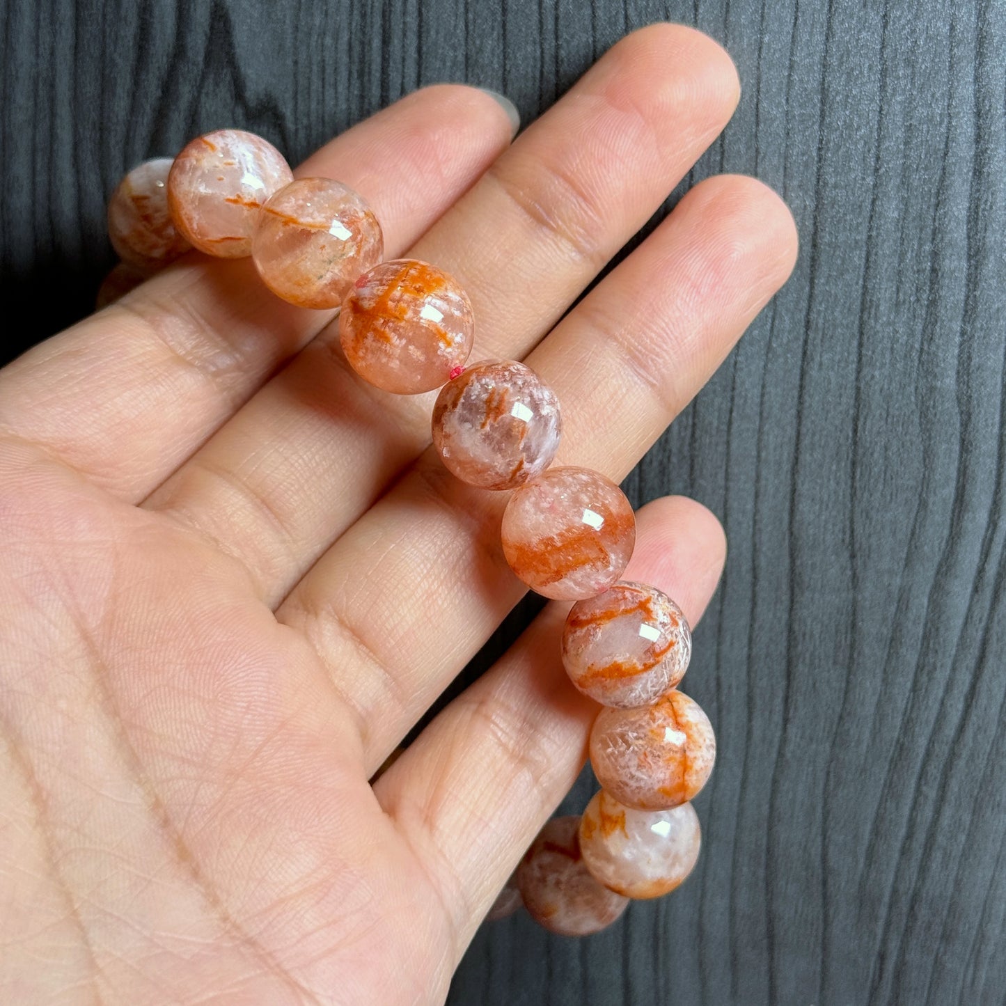 Orange Landscape Sericite Quartz Bracelet Size 12 mm