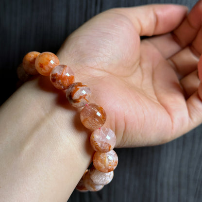 Orange Landscape Sericite Quartz Bracelet Size 12 mm