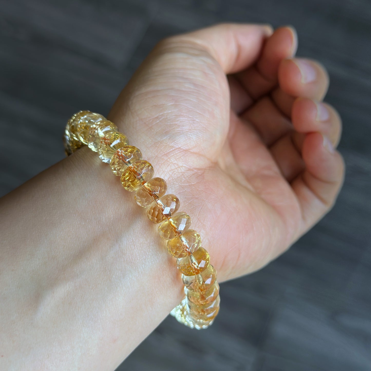 Citrine Faceted Rondell Bracelet Size 9-9.5 mm