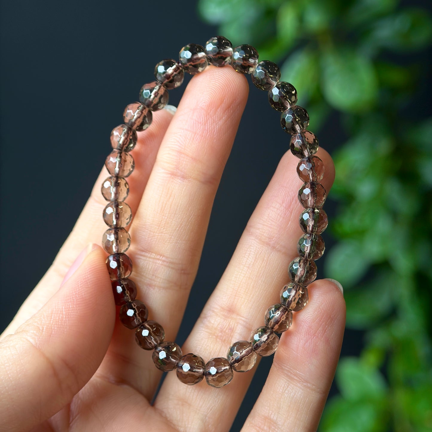 Smokey Quartz Faceted Cut Bracelet Size 6 mm