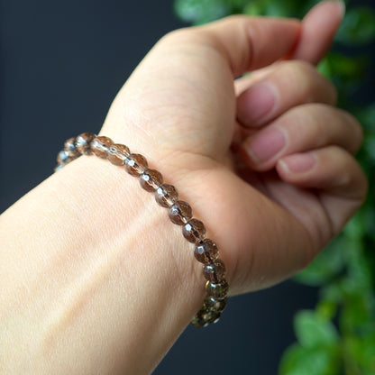 Smokey Quartz Faceted Cut Bracelet Size 6 mm