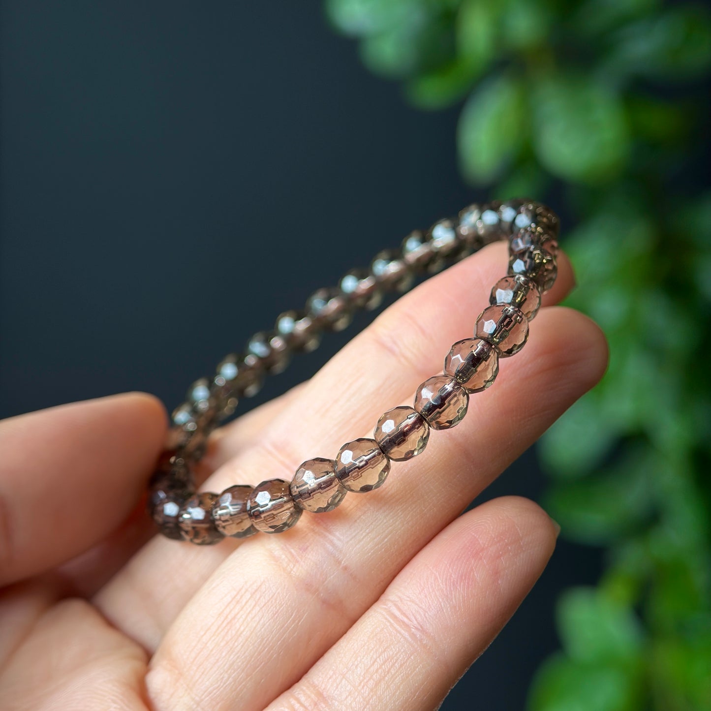 Natural Smokey Quartz Faceted Cut Bracelet Size 6 mm
