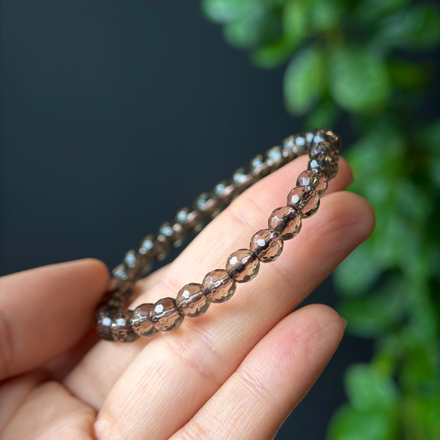 Natural Smokey Quartz Faceted Cut Bracelet Size 6 mm