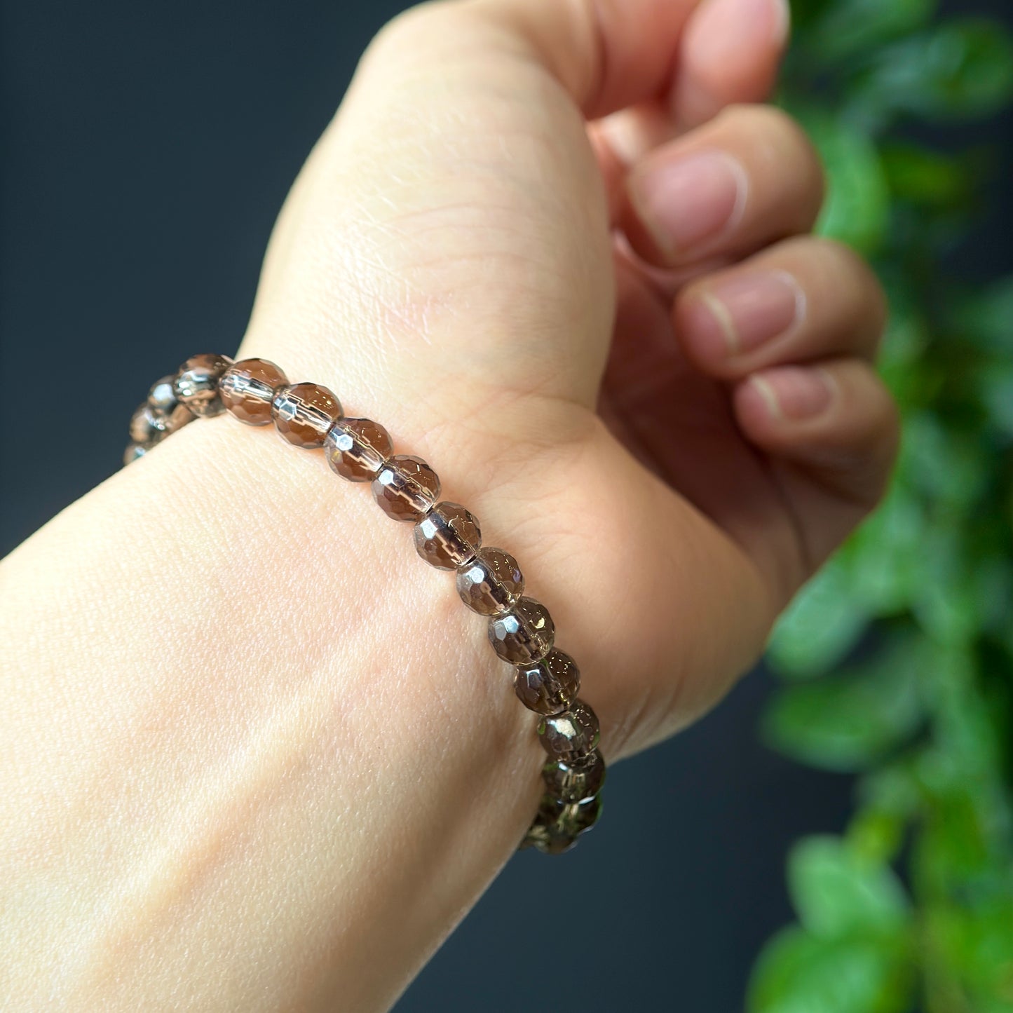 Natural Smokey Quartz Faceted Cut Bracelet Size 6 mm