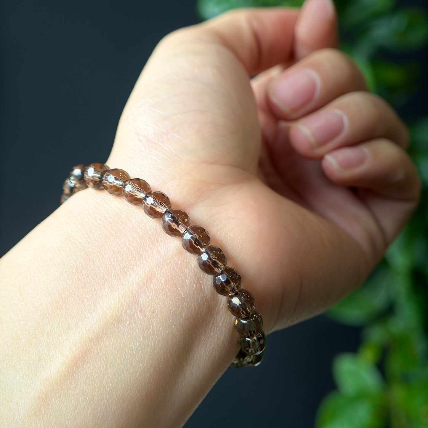 Natural Smokey Quartz Faceted Cut Bracelet Size 6 mm