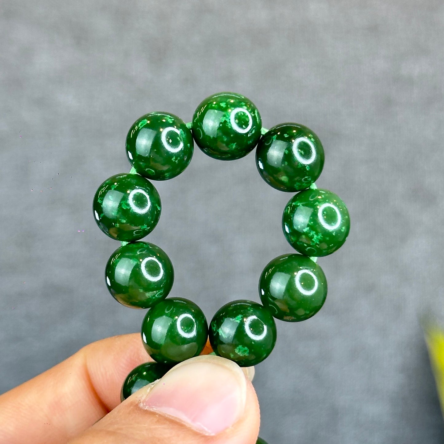 Natural Nephrite Jade Bracelet Size 10 mm - High Quality