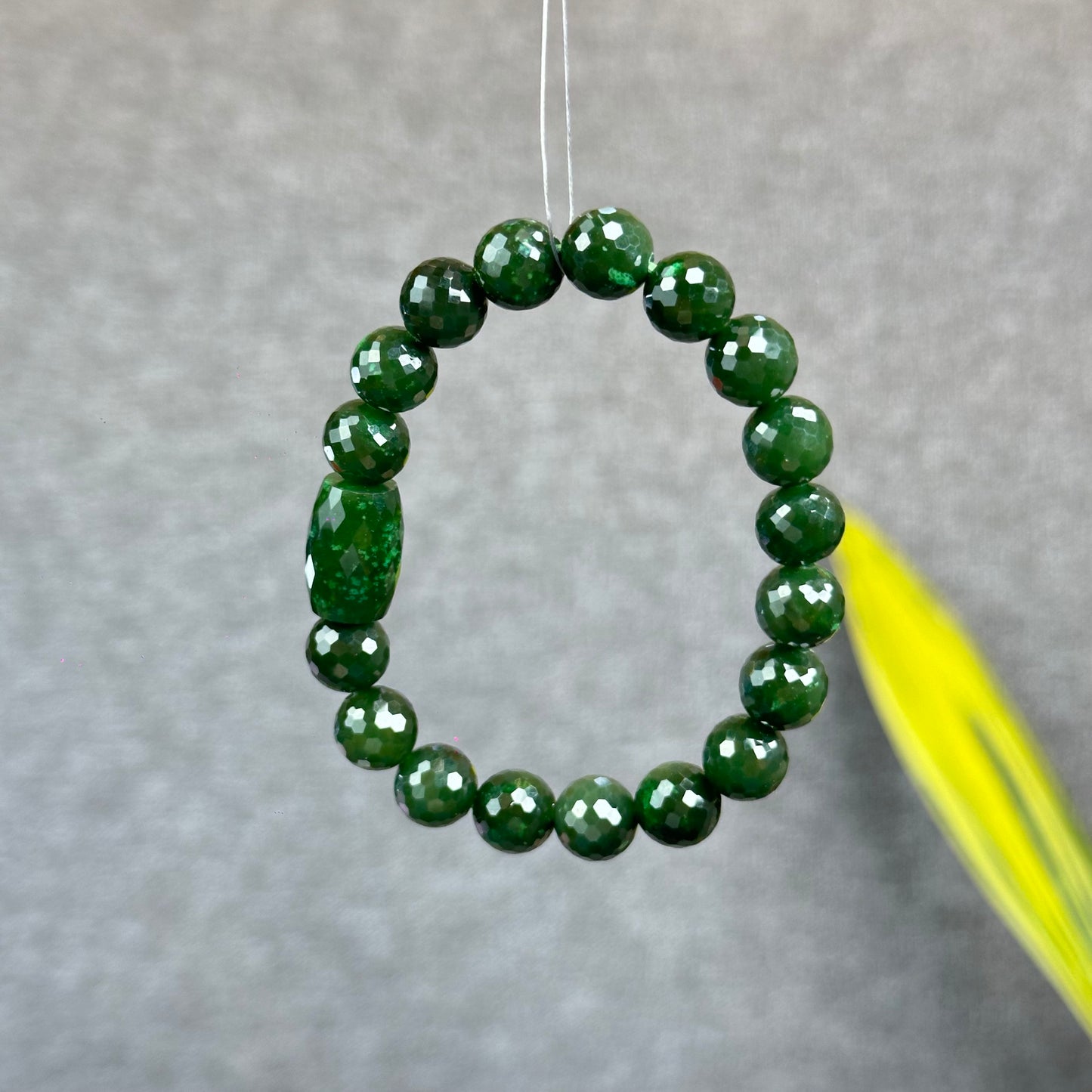 Natural Nephrite Jade High Quality Faceted Bracelet Size 9 mm
