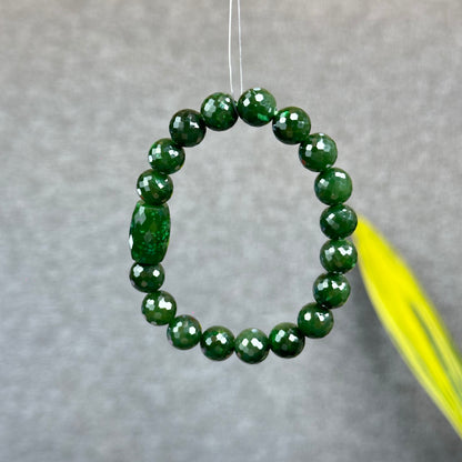 Natural Nephrite Jade High Quality Faceted Bracelet Size 9 mm