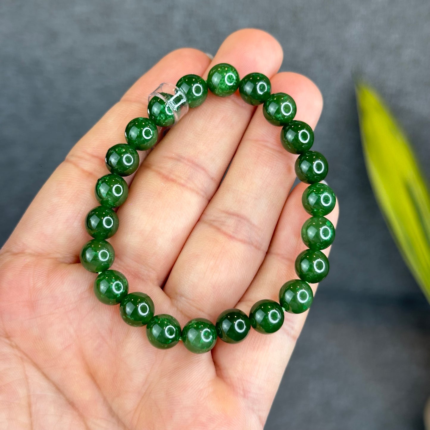 Natural Nephrite Jade Bracelet Size 8 mm - High Quality