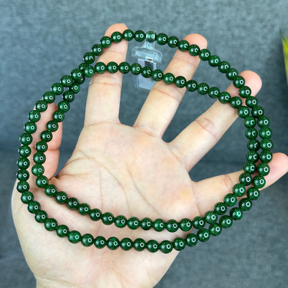 Natural Nephrite Jade High Quality Triple Wrap (108 Bead) Bracelet Size 7 mm