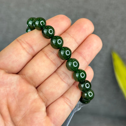 Natural Nephrite Jade Bracelet Size 10 mm - High Quality