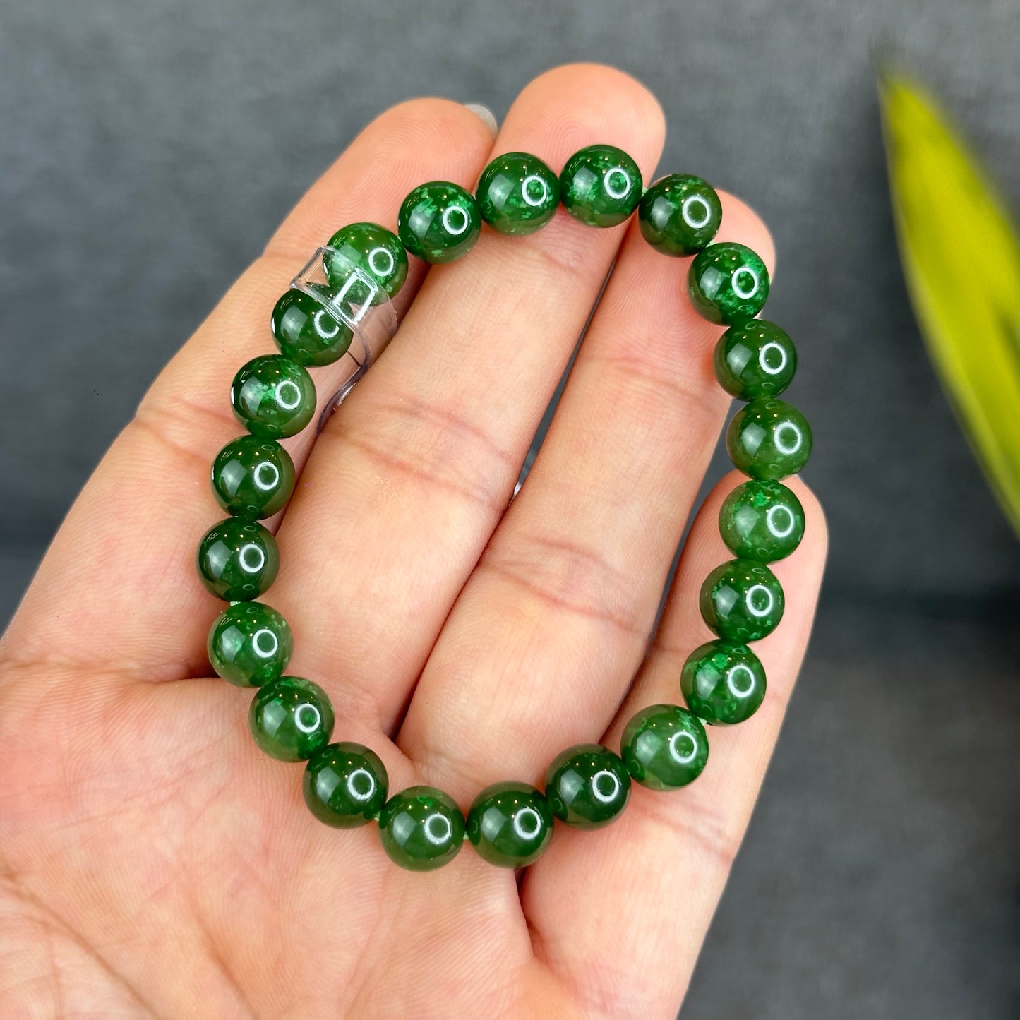 Natural Nephrite Jade Bracelet Size 8 mm - High Quality