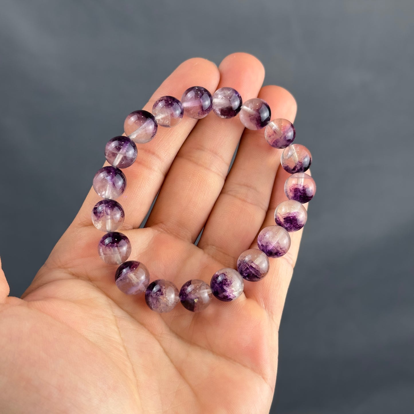 Fluorite violette des États-Unis dans des bracelets à quartz taille 10,5 mm