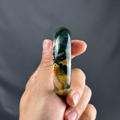 Moss Agate Bangle Leaf Style Size 54 mm