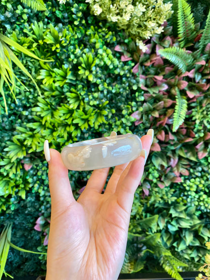 Natural Flower Agate Bangle Leaf Style Size 59.5 mm