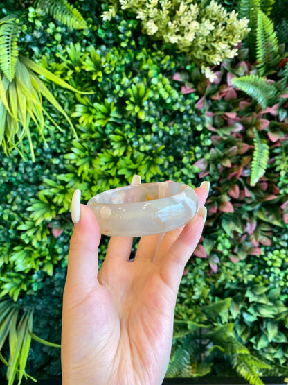 Natural Flower Agate Bangle Leaf Style Size 59.5 mm