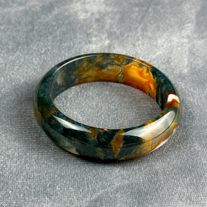 Moss Agate Bangle Leaf Style Size 54 mm