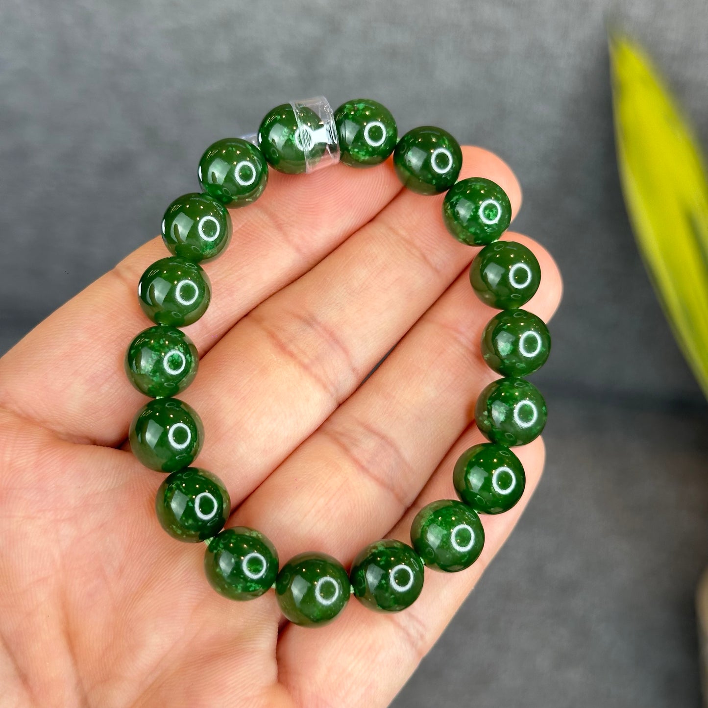 Natural Nephrite Jade Bracelet Size 10 mm - High Quality