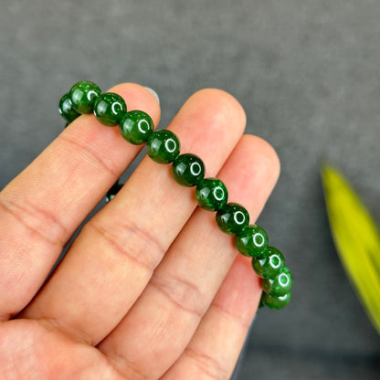 Natural Nephrite Jade Bracelet Size 8 mm - High Quality