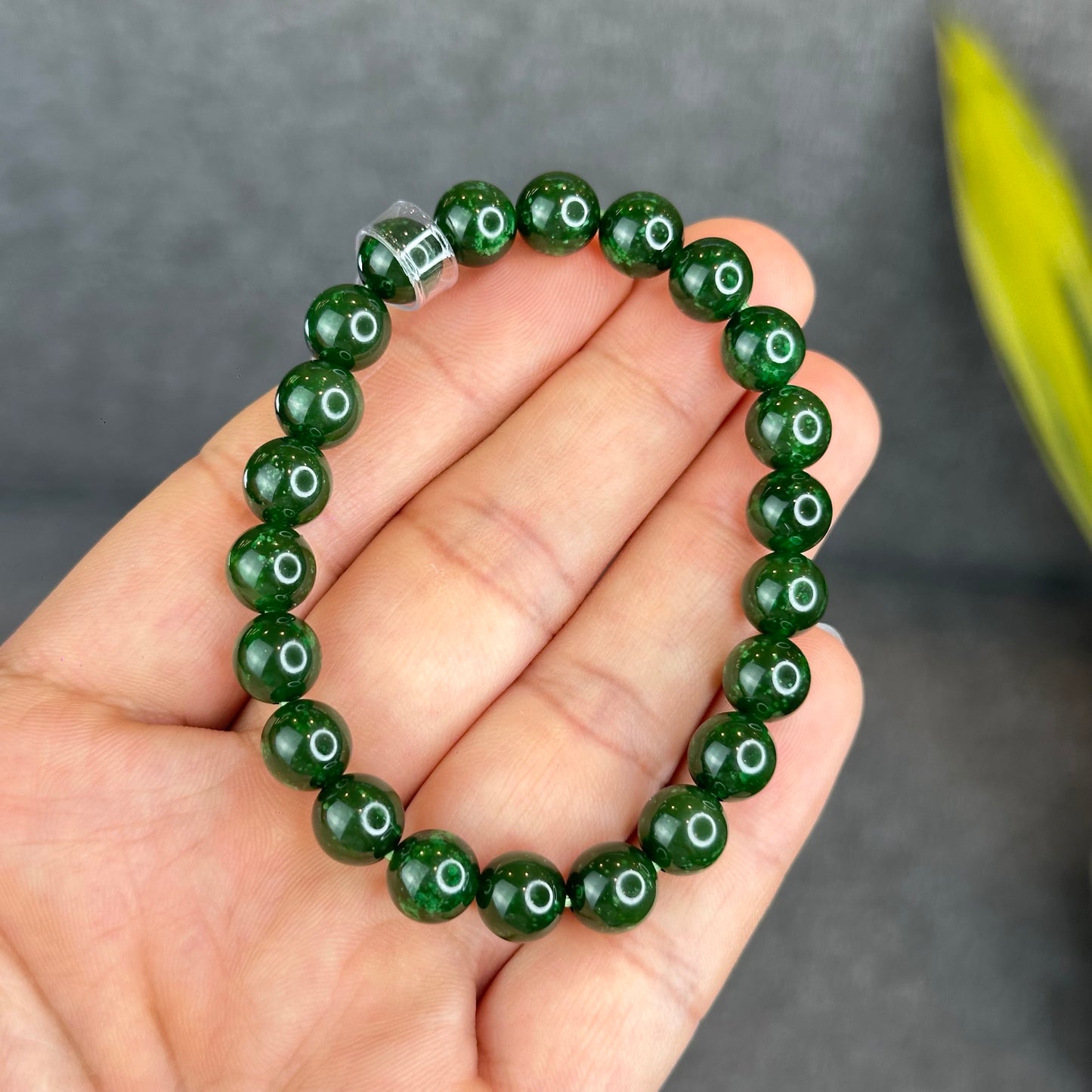 Natural Nephrite Jade Bracelet Size 8 mm - High Quality
