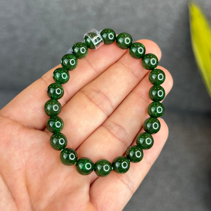 Natural Nephrite Jade Bracelet Size 8 mm - High Quality