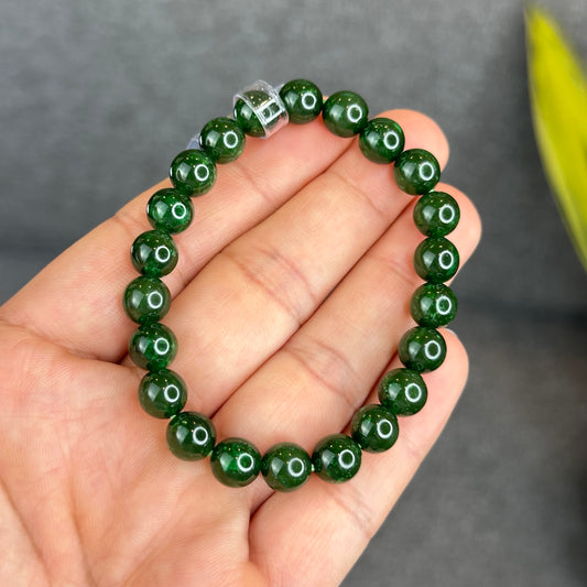 Natural Nephrite Jade Bracelet Size 8 mm - High Quality