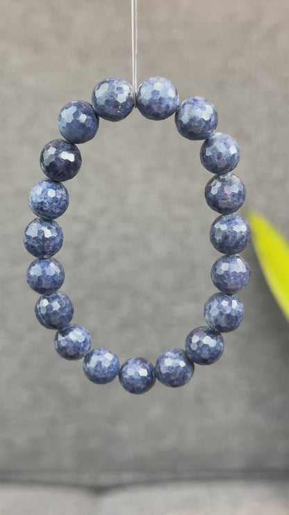 Natural Faceted Blue Sapphire Bracelet Size 10 mm