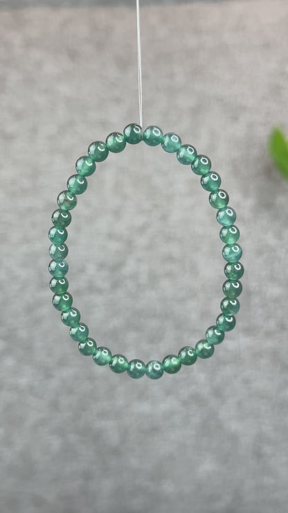 Natural Semi-Translucent Blue Water Jadeite Jade Bracelet Size 5 mm