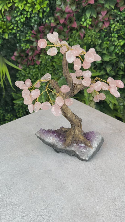 Natural Rose Quartz Bonsai Tree