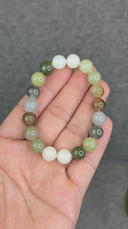 Natural Colourful Hetian Nephrite Jade Bracelet Size 10 mm