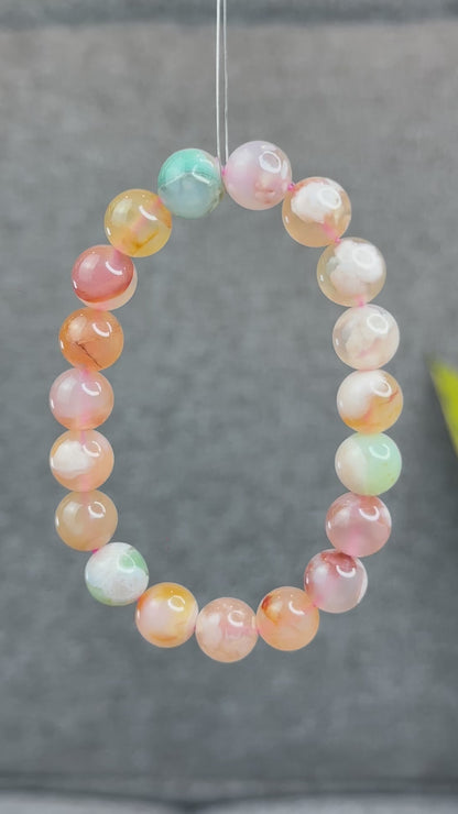 Natural Floral Agate Bracelet Size 10.5 mm