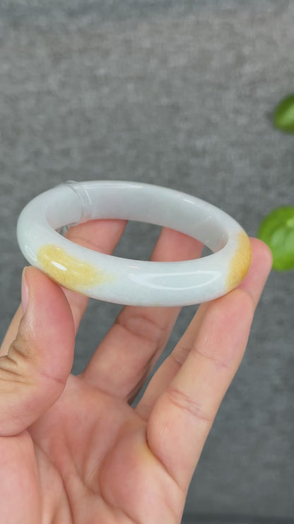 Natural Orange Jadeite Jade Bangle Leaf Style Size 55.5 mm