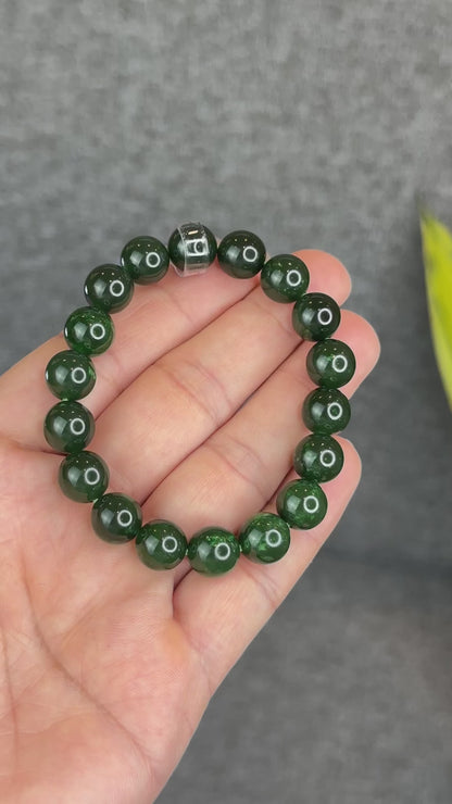 Natural Nephrite Jade Bracelet Size 10 mm - High Quality